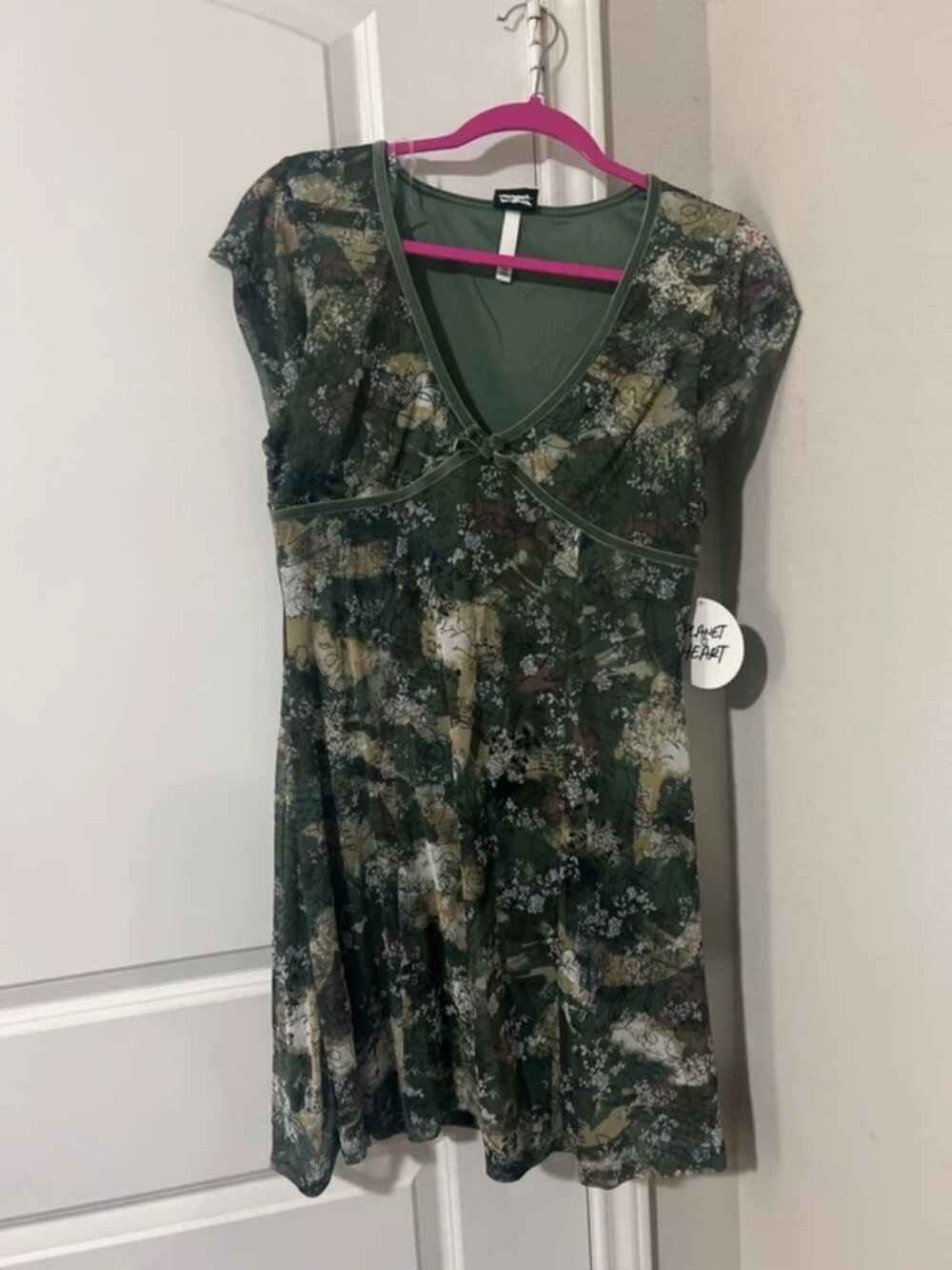Y2K Green Floral Mesh Midi Dress | Boho Fairycore Grunge | Floral Fitted and Flo